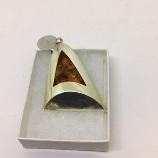 Amber Silver Triangle Pendant