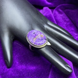 925 Ring with Charoite.  Size 7