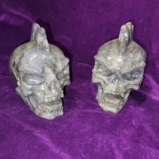 Labradorite Mohawk Skull Statues